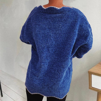 V-Neck Drop Shoulder Long Sleeve Sweater.