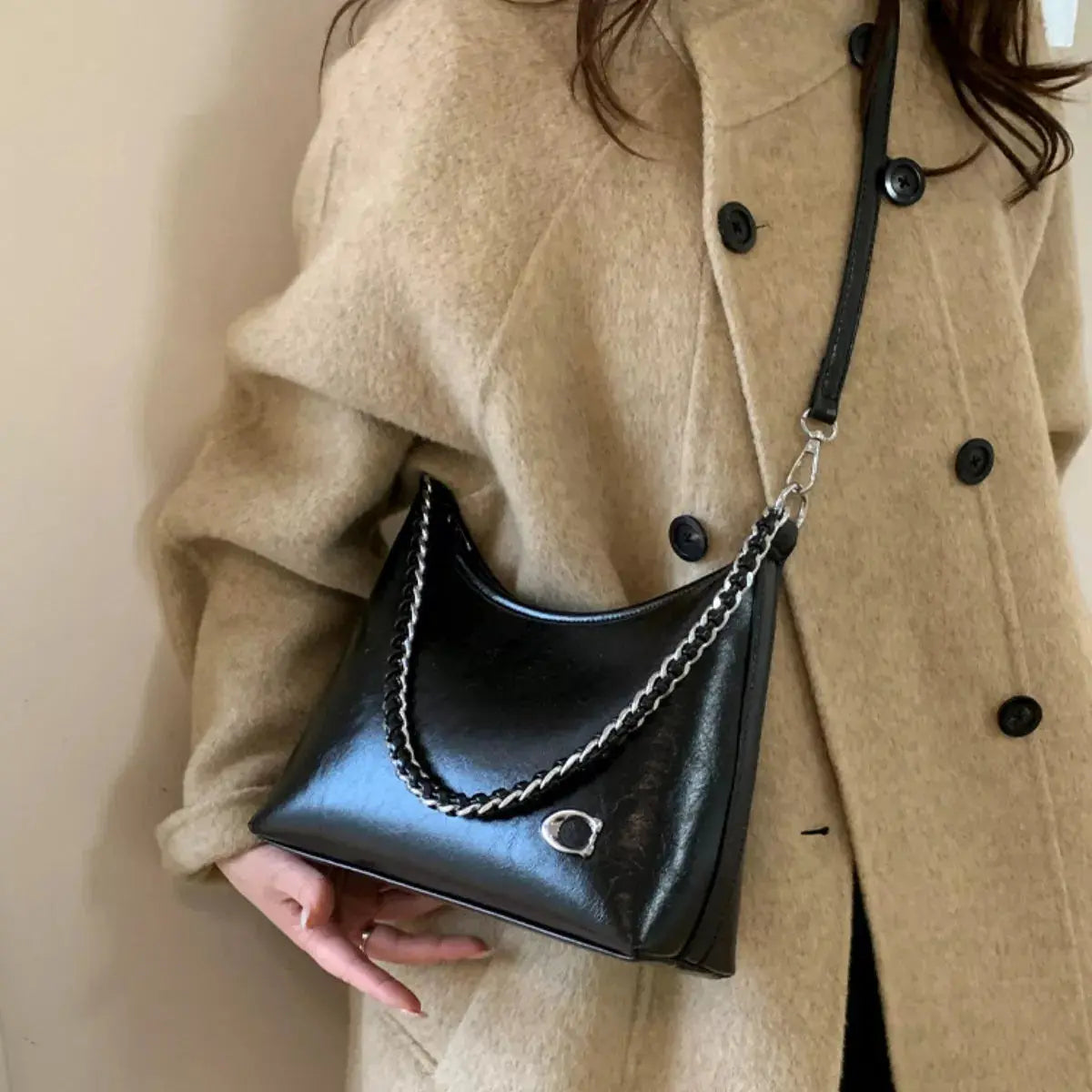 Chic Chain Accent Shoulder Bag Simply Love