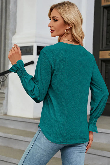 V-Neck Flounce Sleeve T-Shirt
