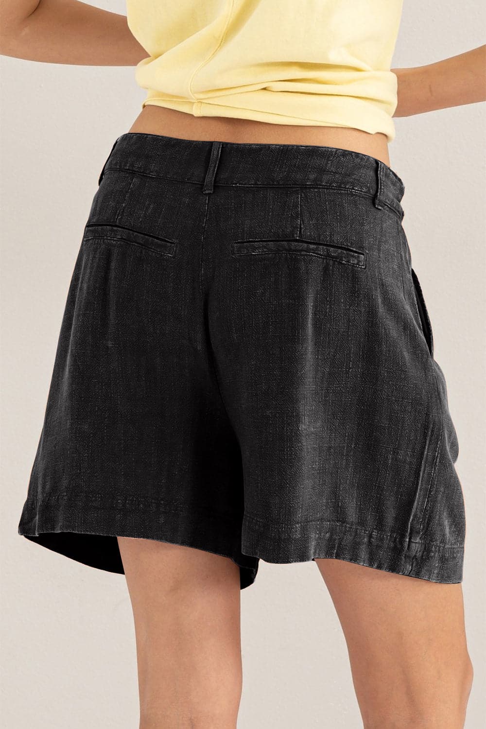 HYFVE High Waist Pleated Linen Shorts.