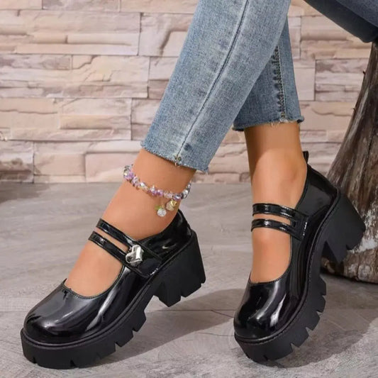 Round Toe Block Heels Loafers Simply Love
