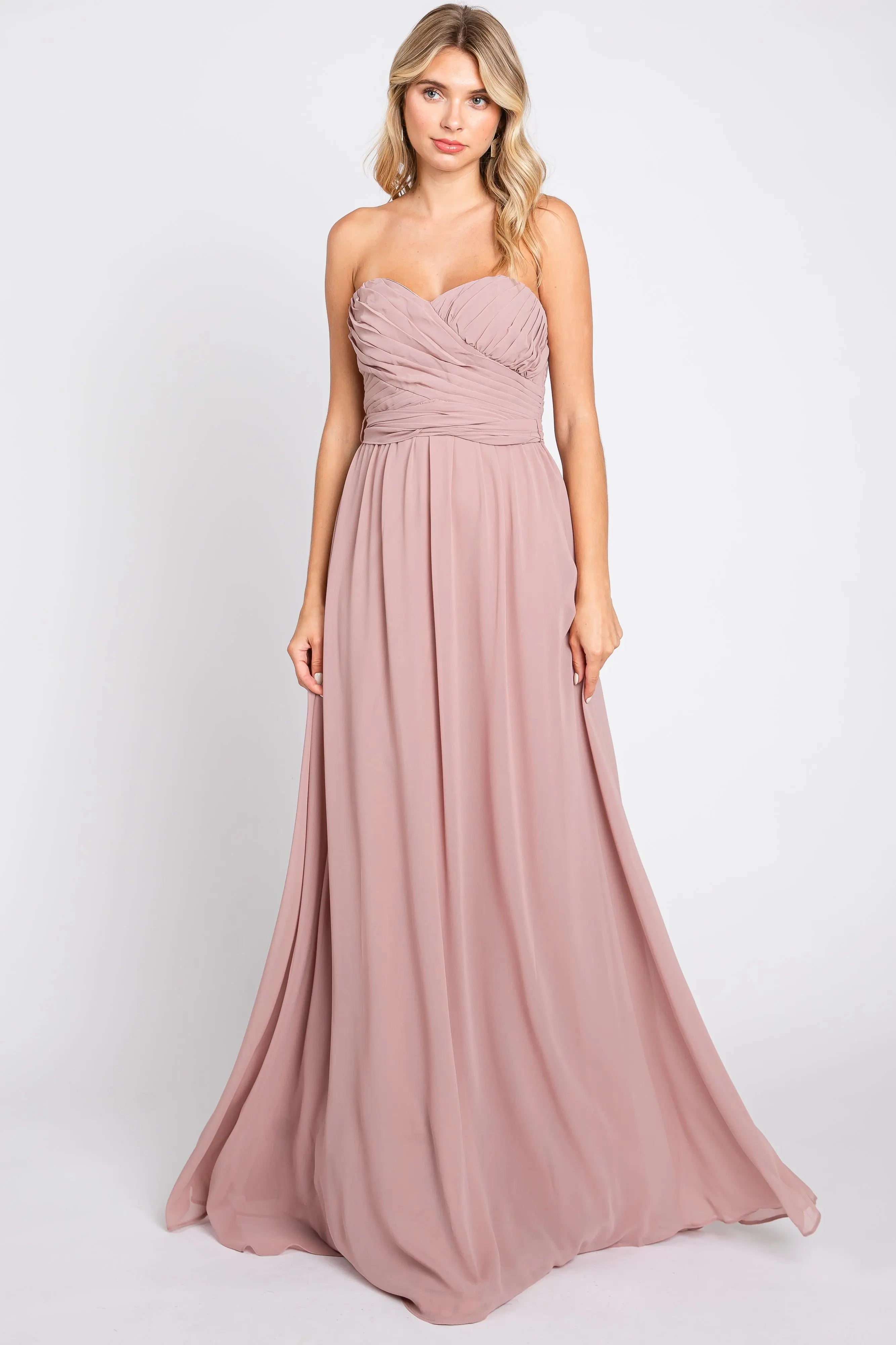 Mauve Sweetheart Convertible Chiffon Gown PinkBlush