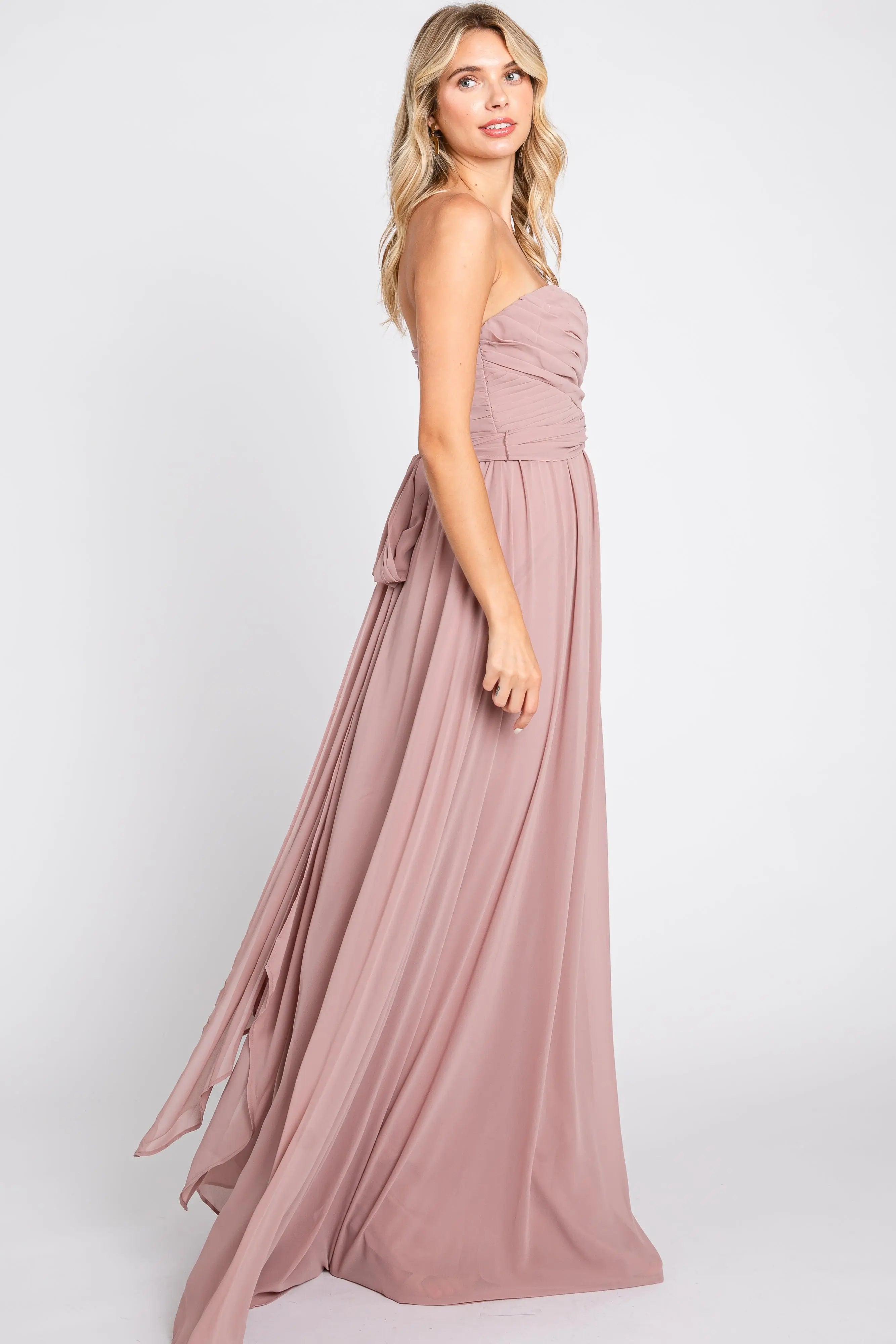 Mauve Sweetheart Convertible Chiffon Gown PinkBlush