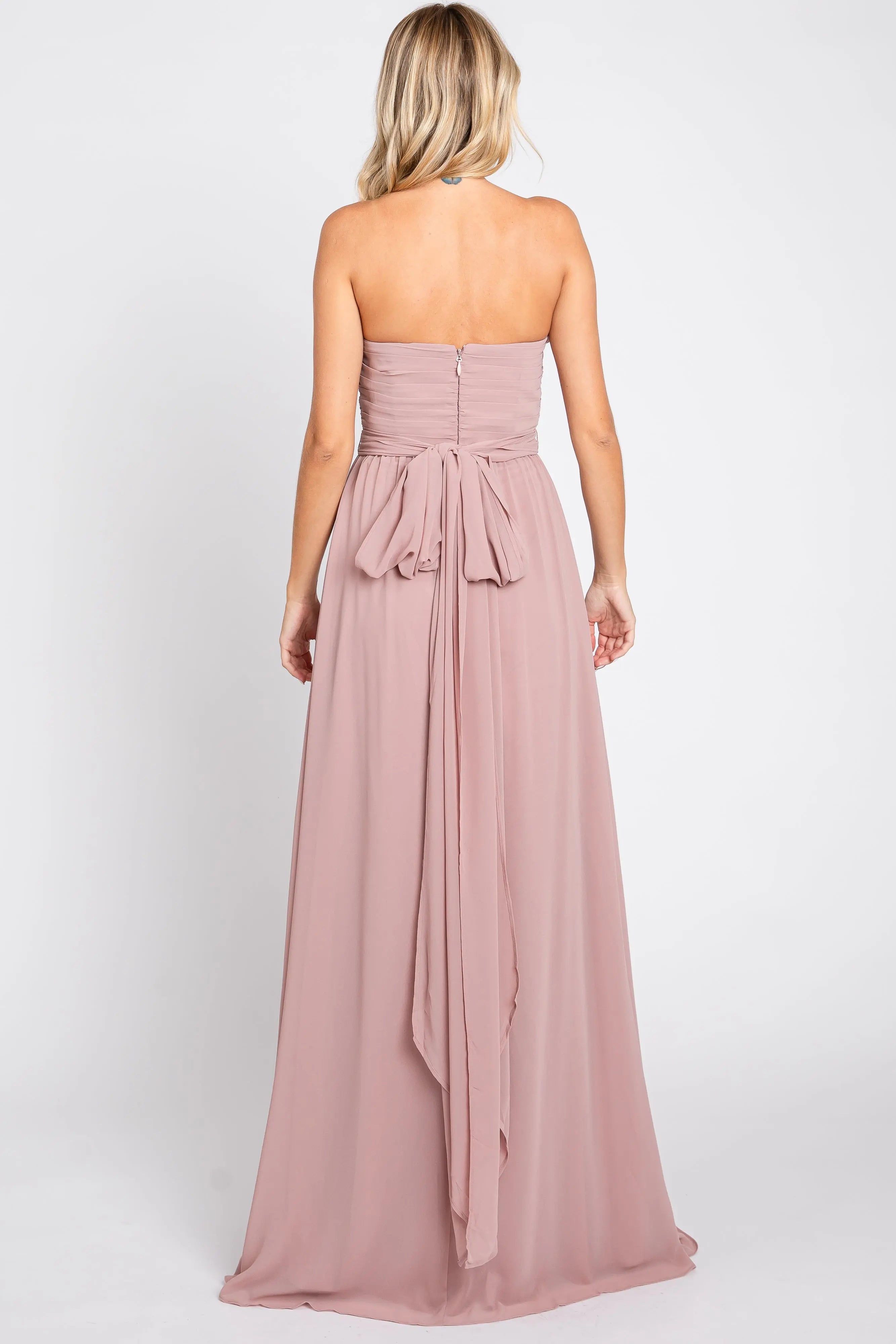 Mauve Sweetheart Convertible Chiffon Gown PinkBlush