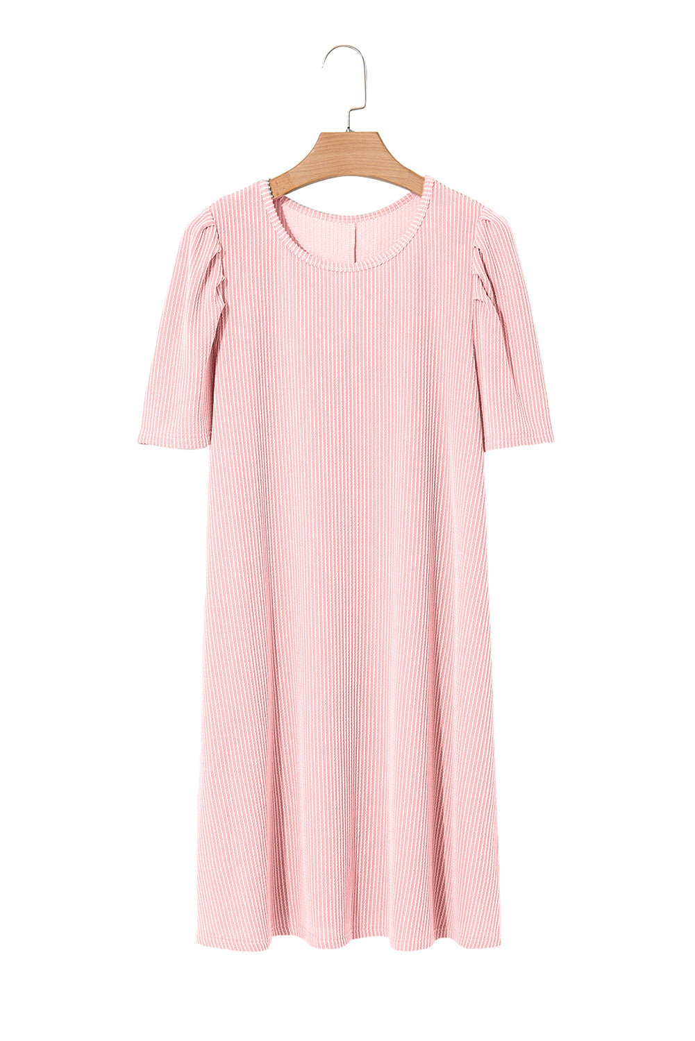 Blossom Corded Crew Neck Puff Sleeve Mini Dress Divine Design4U