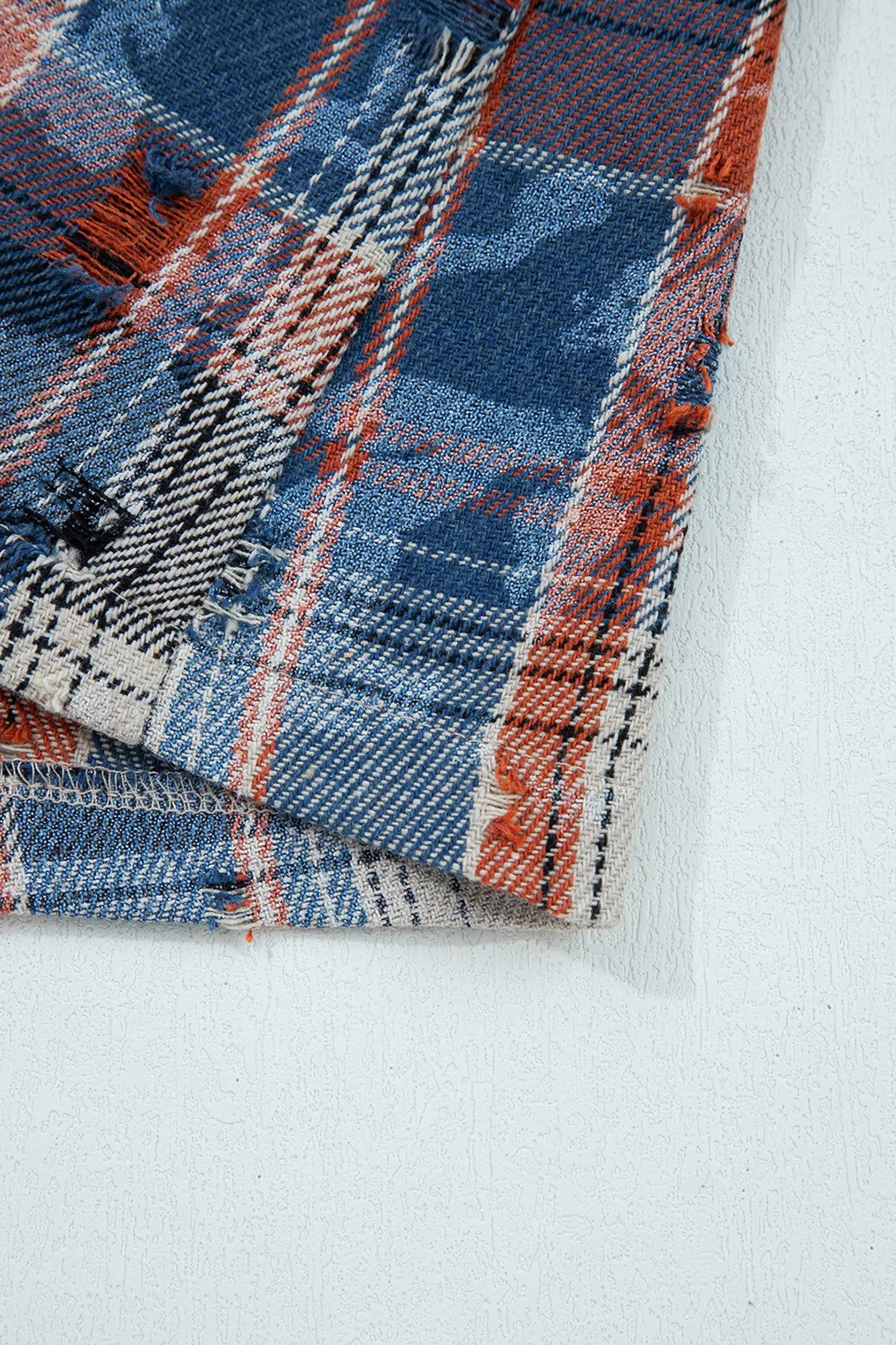 Dear-Lover Blue Floral Shacket Women's Boho Plaid Waffle Knit Top Ruffled Sleeve Dear-Lover Dropshipping