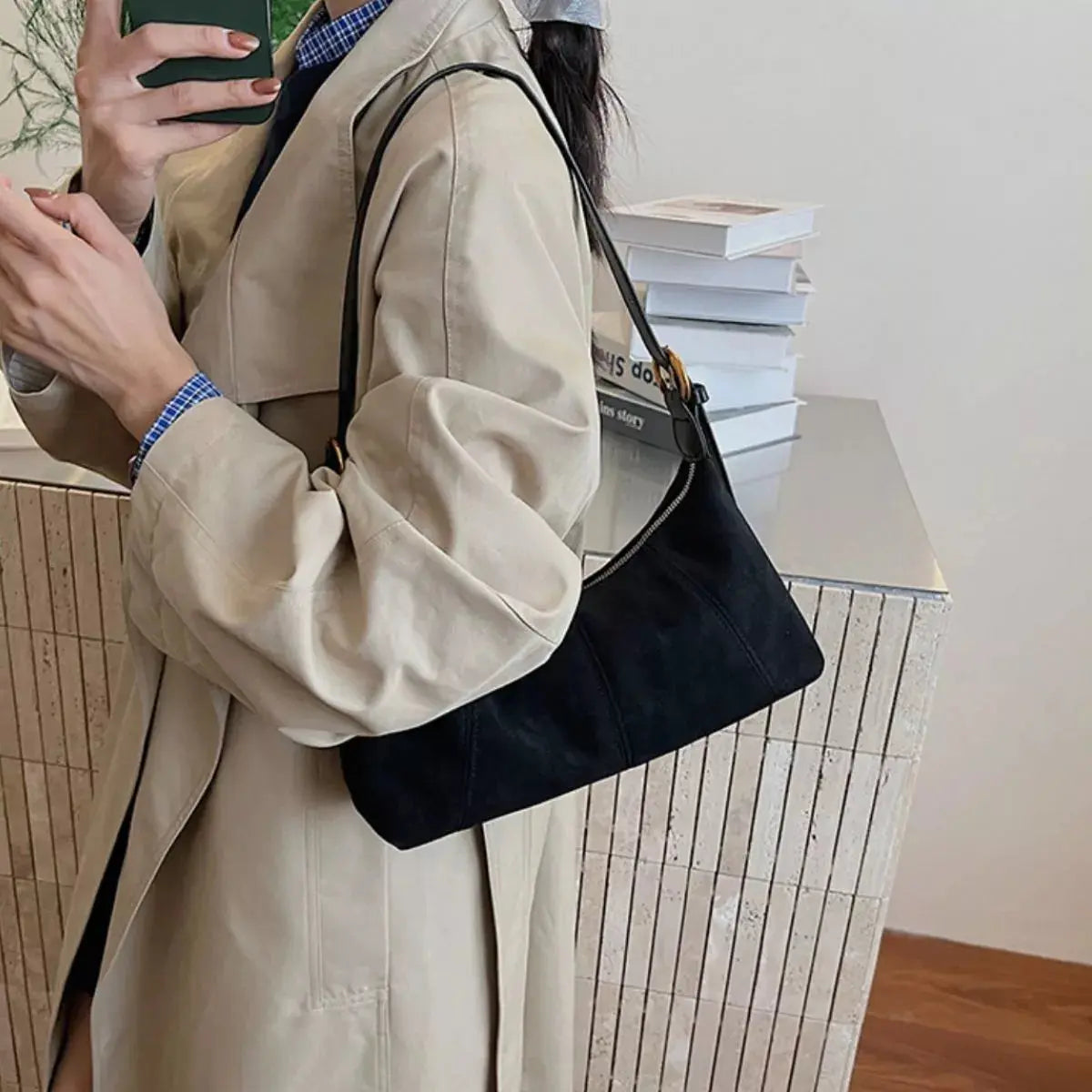 Lightweight Solid Color Shoulder Bag Simply Love