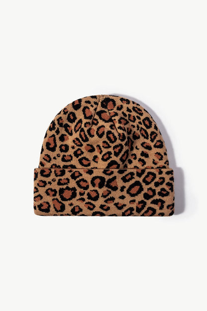 Leopard Pattern Cuffed Beanie.