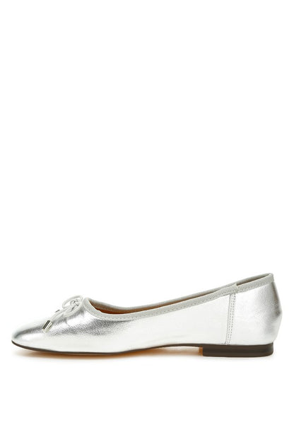 Shimmering Metallic Bow Ballerinas