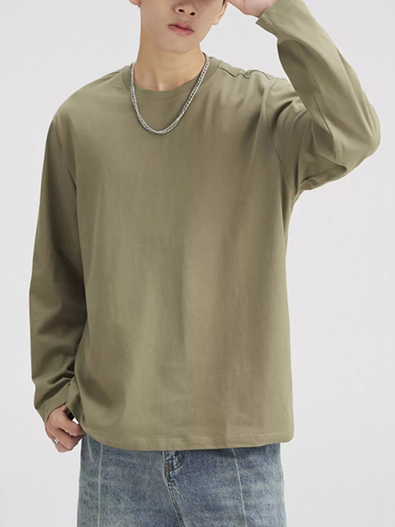 Men's Plus Size Solid Color Casual Long Sleeve T-Shirt Simply Love