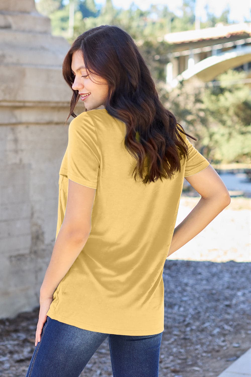 Basic Bae Bamboo Full Size  V-Neck Short Sleeve T-Shirt.