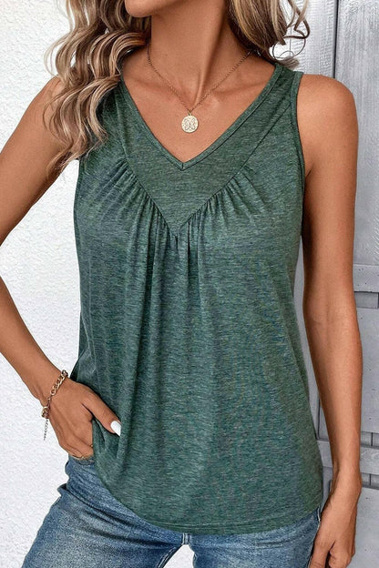 V-Neck Wide Strap Tank.