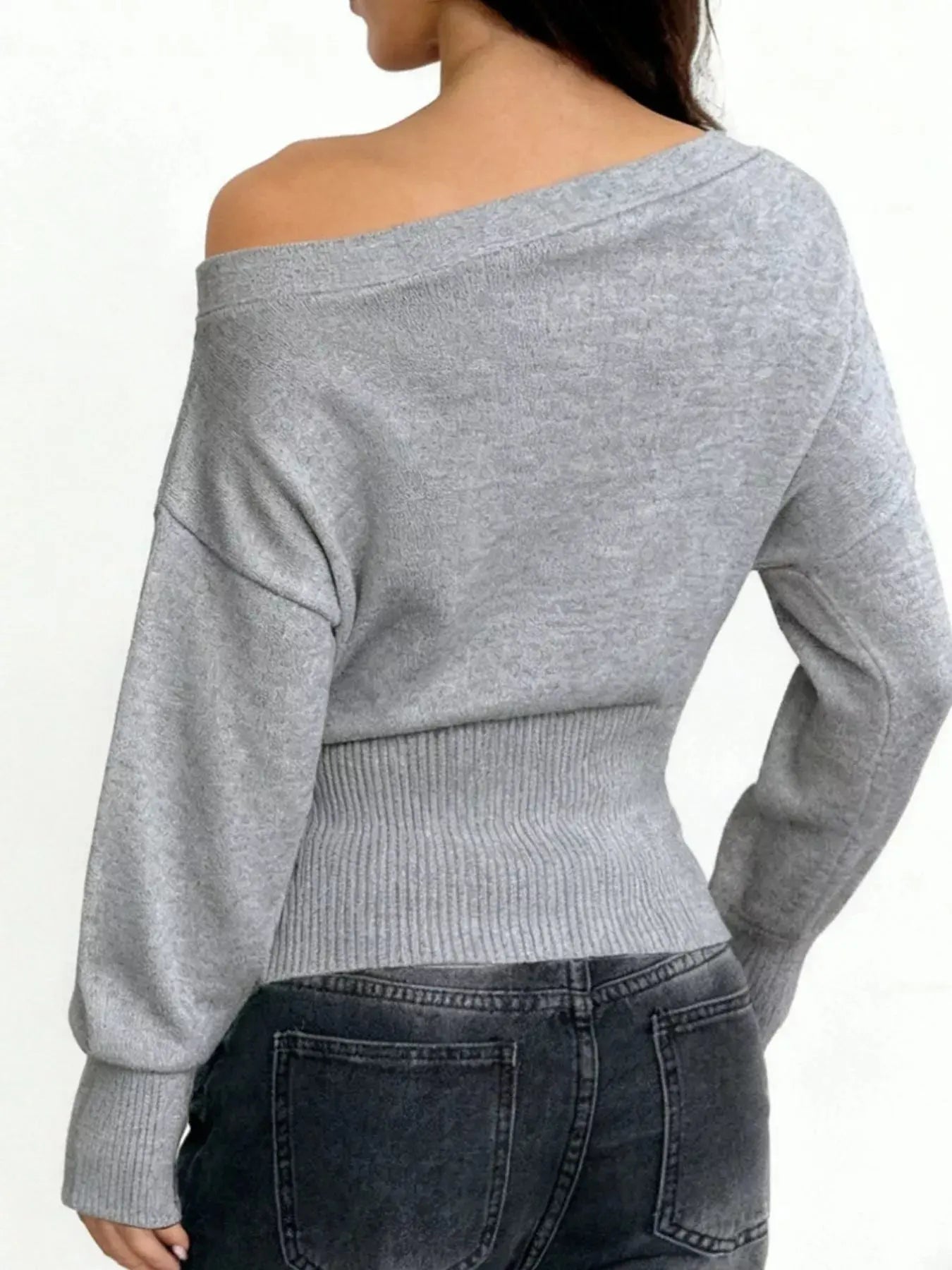 One Shoulder Cropped Sweater Simply Love