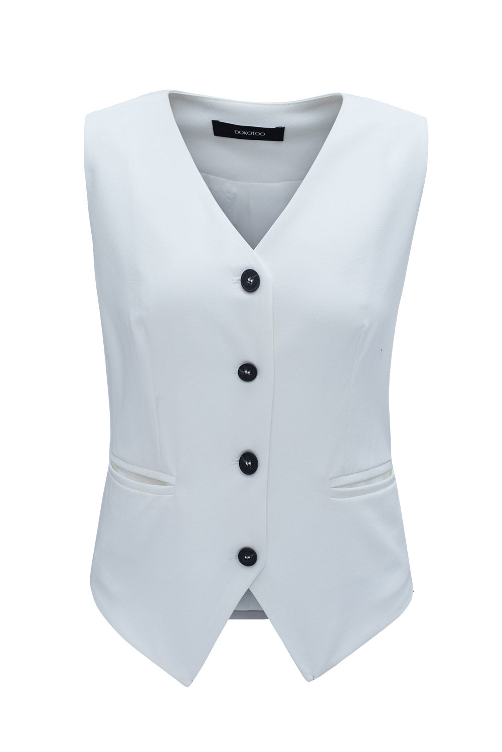 Elegant white V-neck button-up vest for a polished look