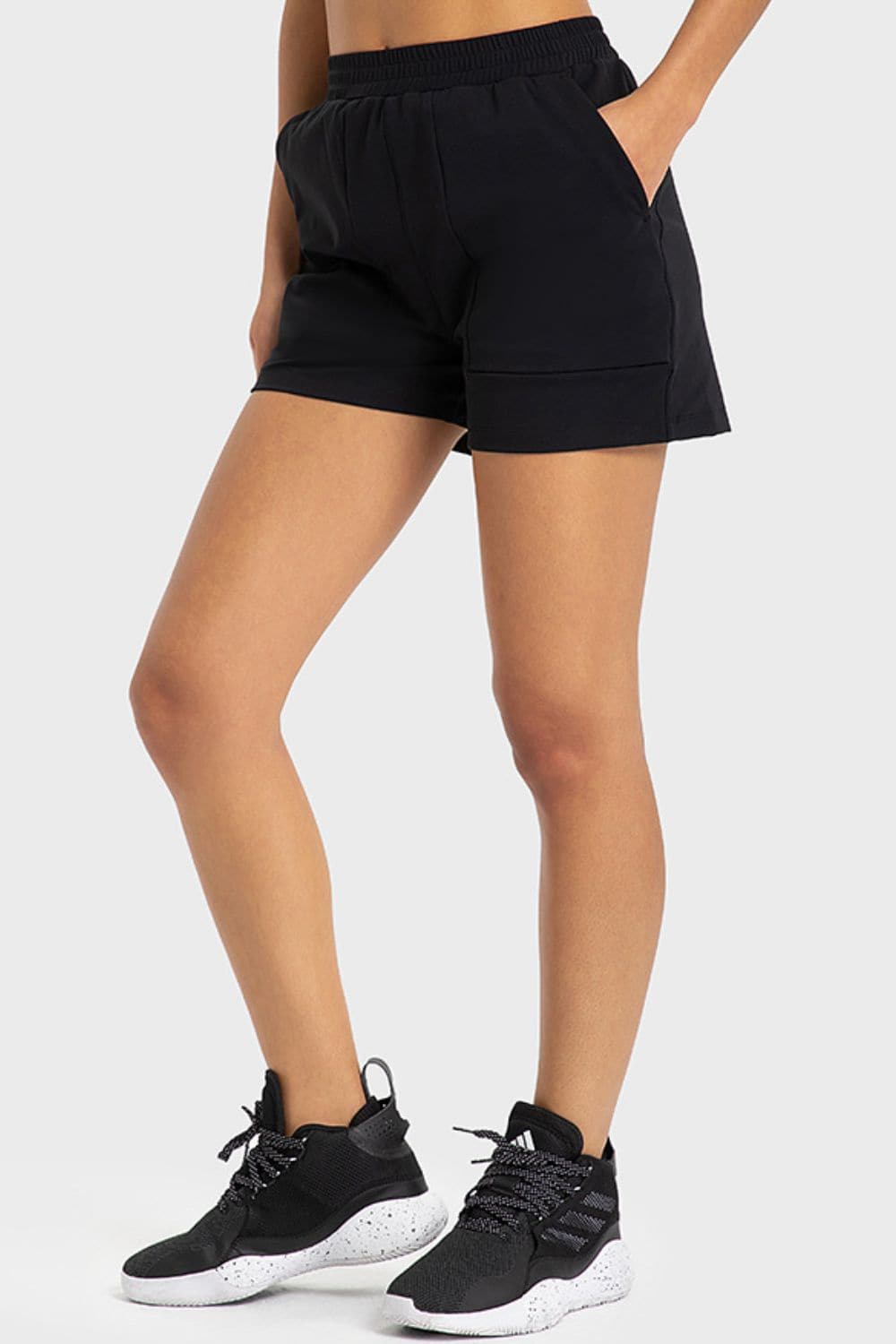 Elastic Waist Sports Shorts with Pockets.