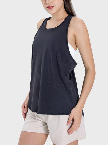 Round Neck Wide Strap Active Tank.