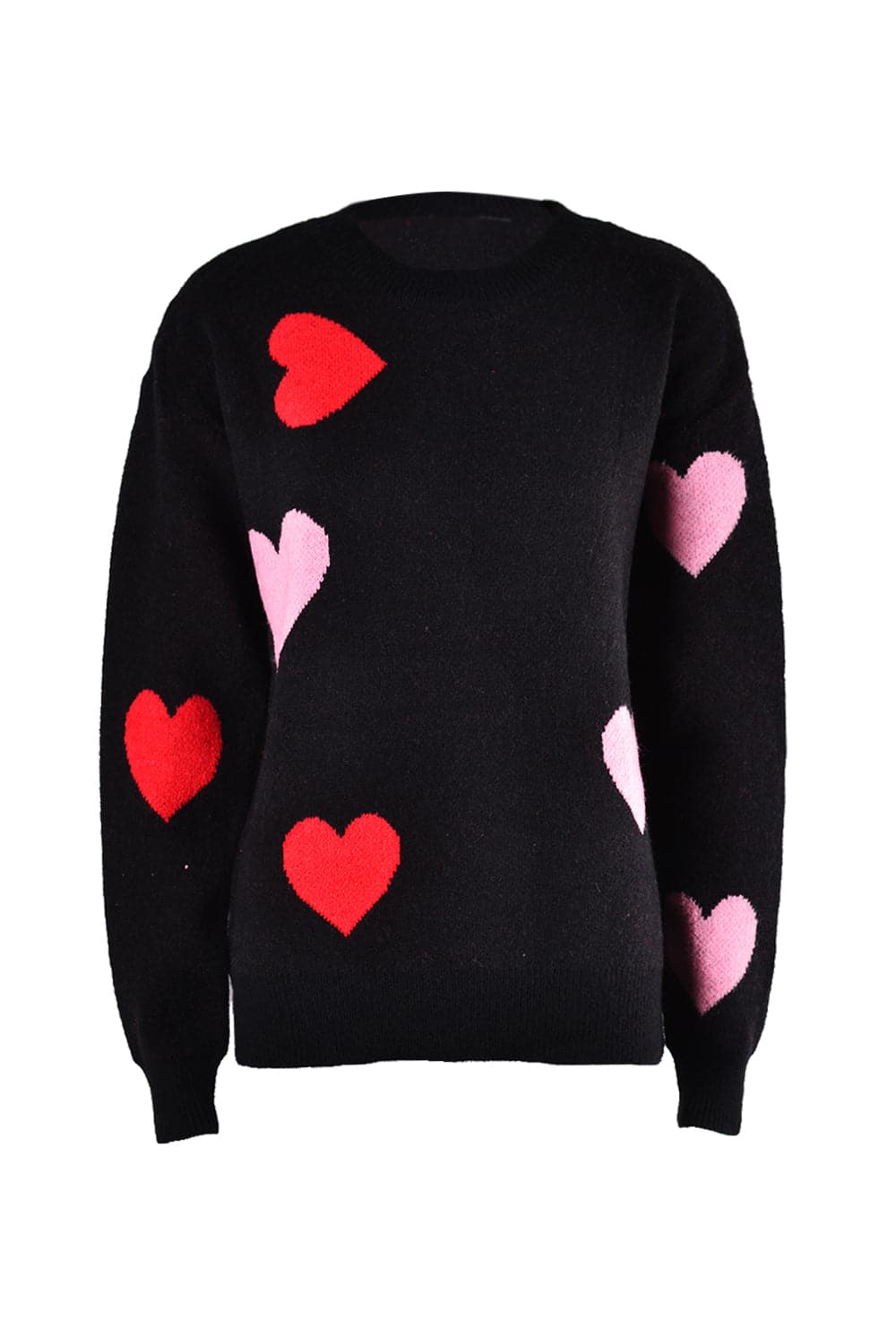 Heart Round Neck Droppped Shoulder Sweater.