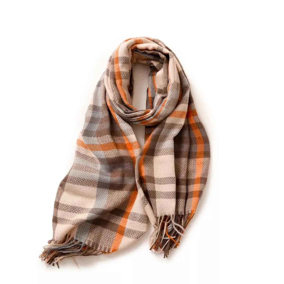 Warm Plaid Fringe Scarf Simply Love