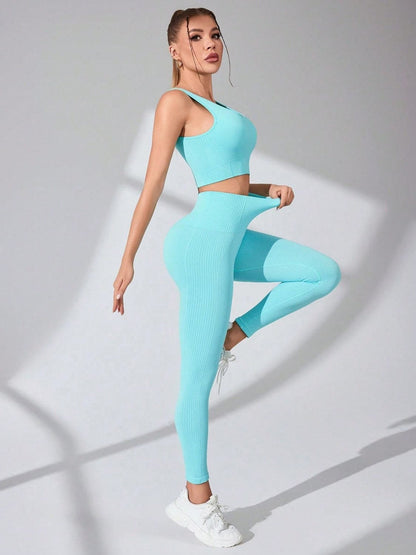 Scoop Neck Wide Strap Top and Pants Active Set.