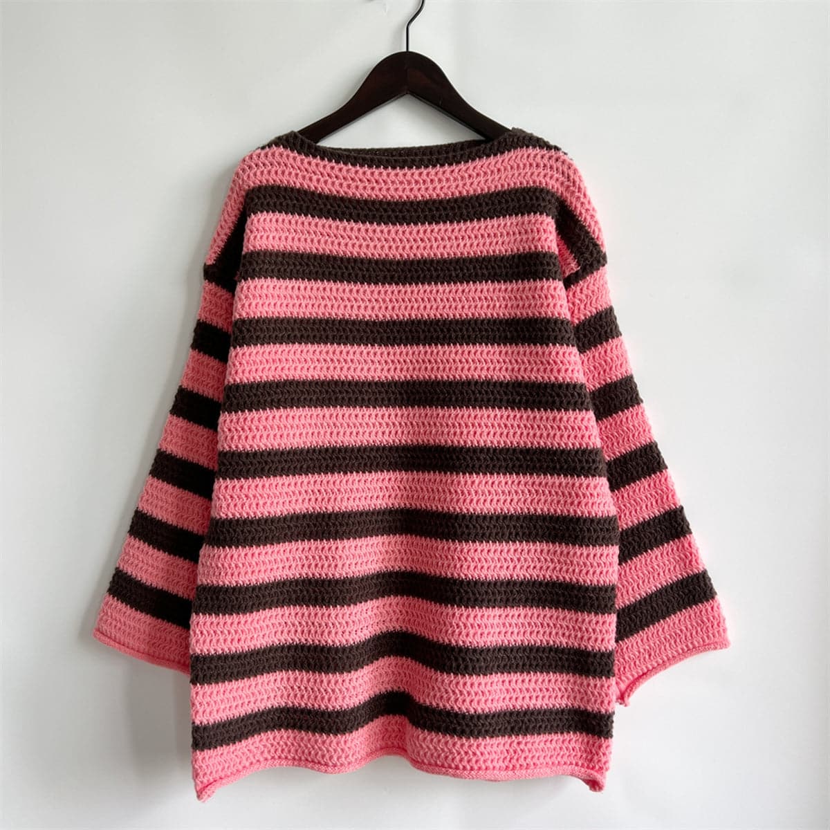 Striped Round Neck Long Sleeve Sweater.