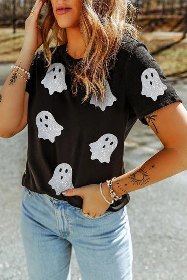 Sparkling ghost graphic short sleeve tee