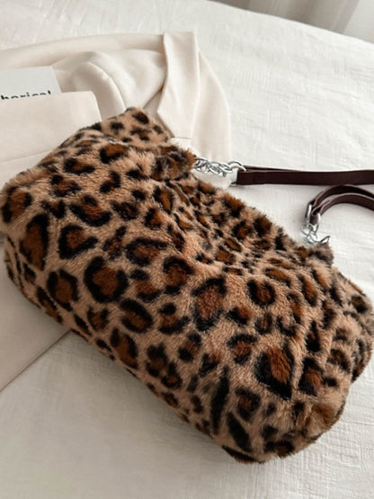 Faux Fur Leopard Shoulder Bag