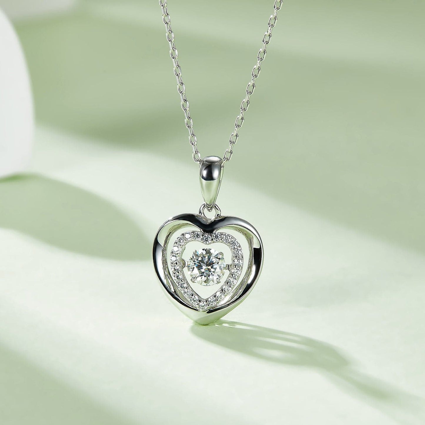 Moissanite 925 Sterling Silver Heart Necklace.