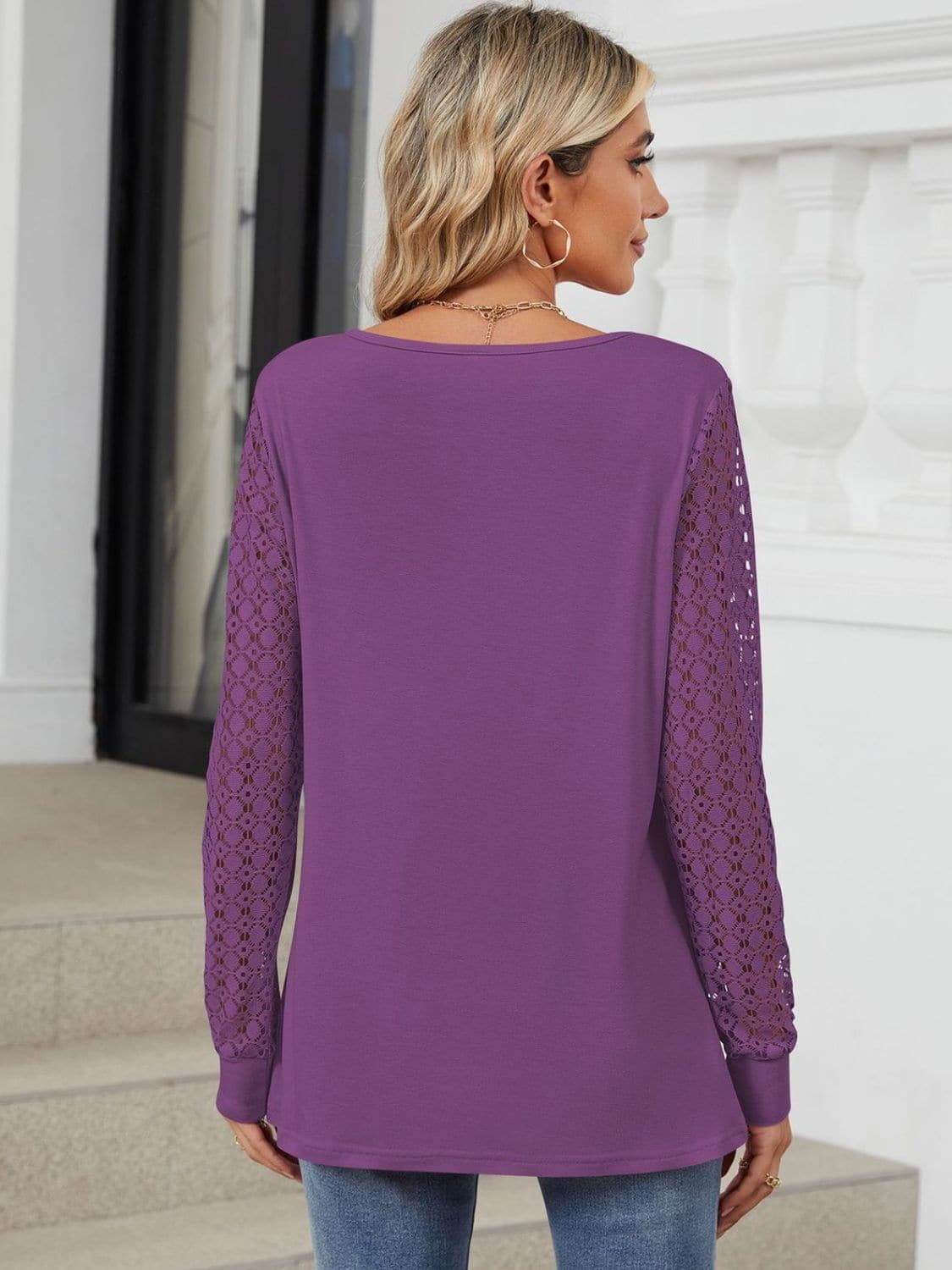 Cutout Round Neck Long Sleeve T-Shirt.