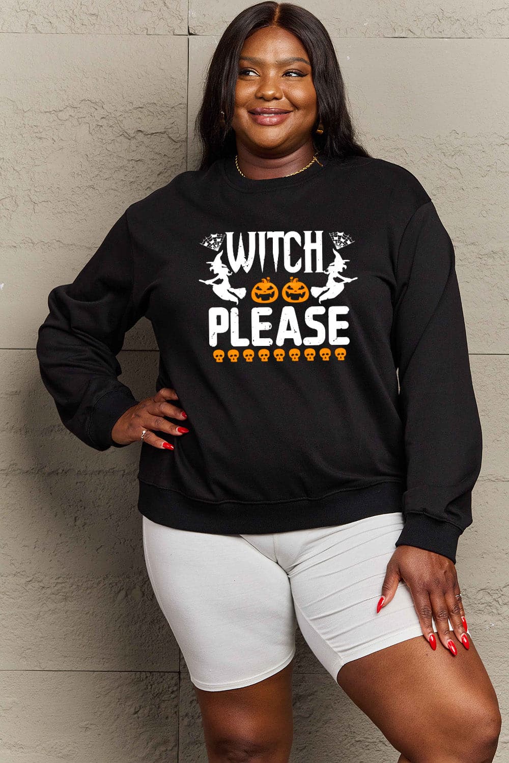 Simply Love Full Size WITCH PLEASE Graphic Sweatshirt.