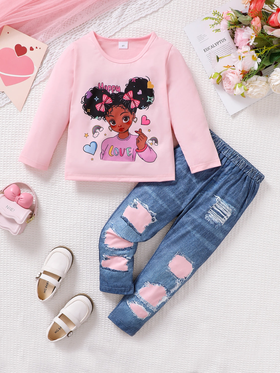 Children's Cartoon Graphic Top and Pants Set Divine Design4U