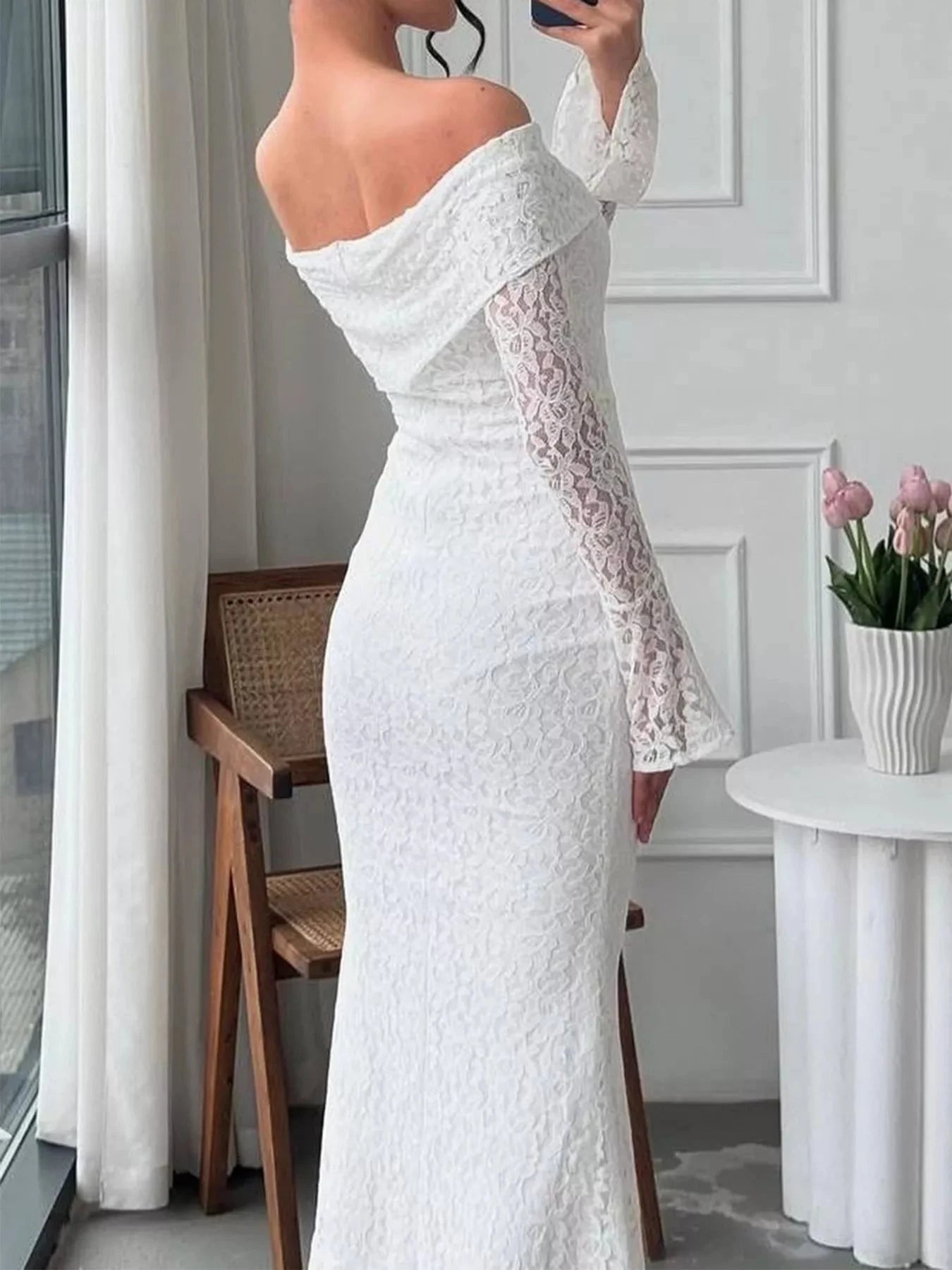 Off-Shoulder Lace Bodycon Maxi Dress Coco’s Tee Boutique