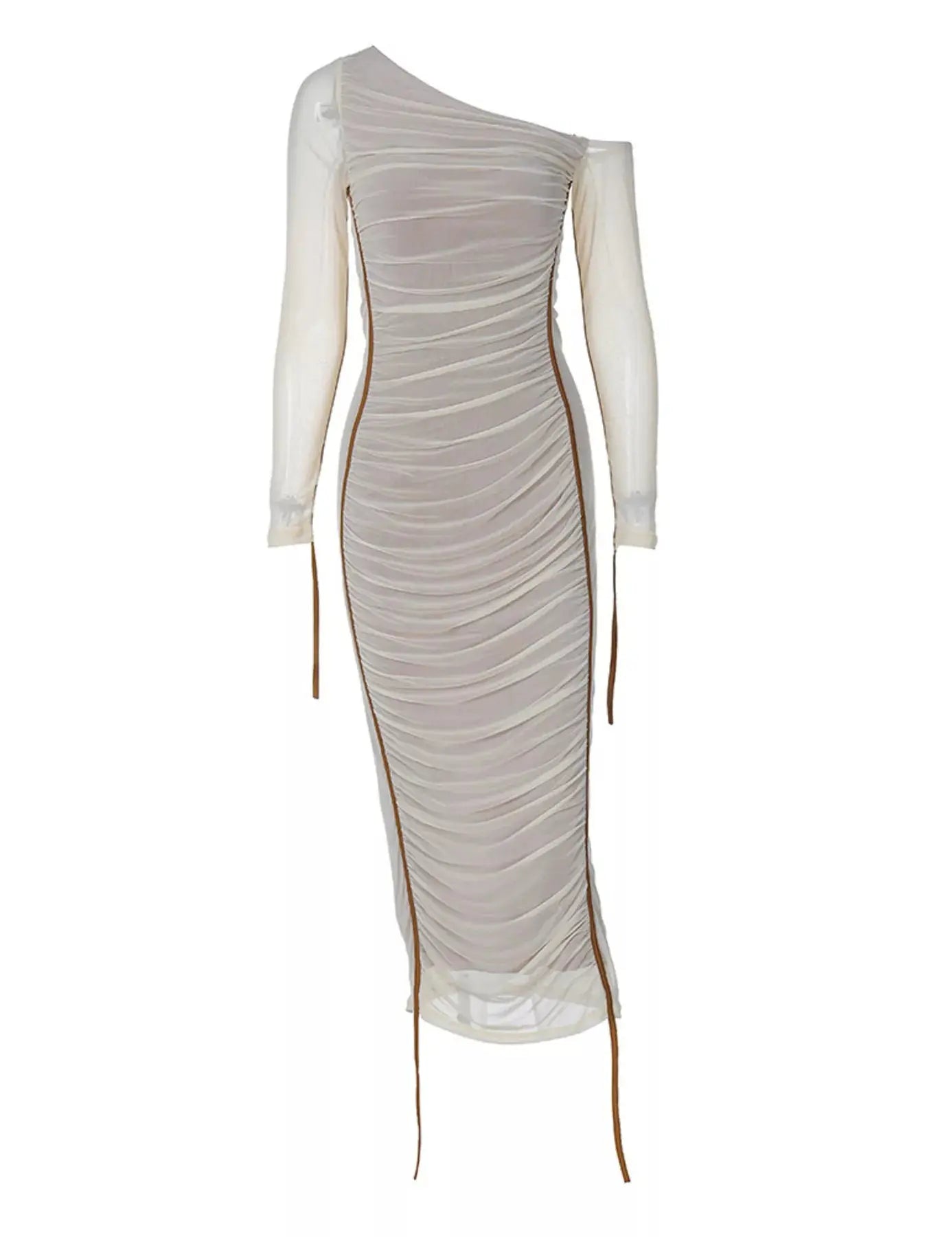 One-Shoulder Ruched Bodycon Midi Dress Simply Love
