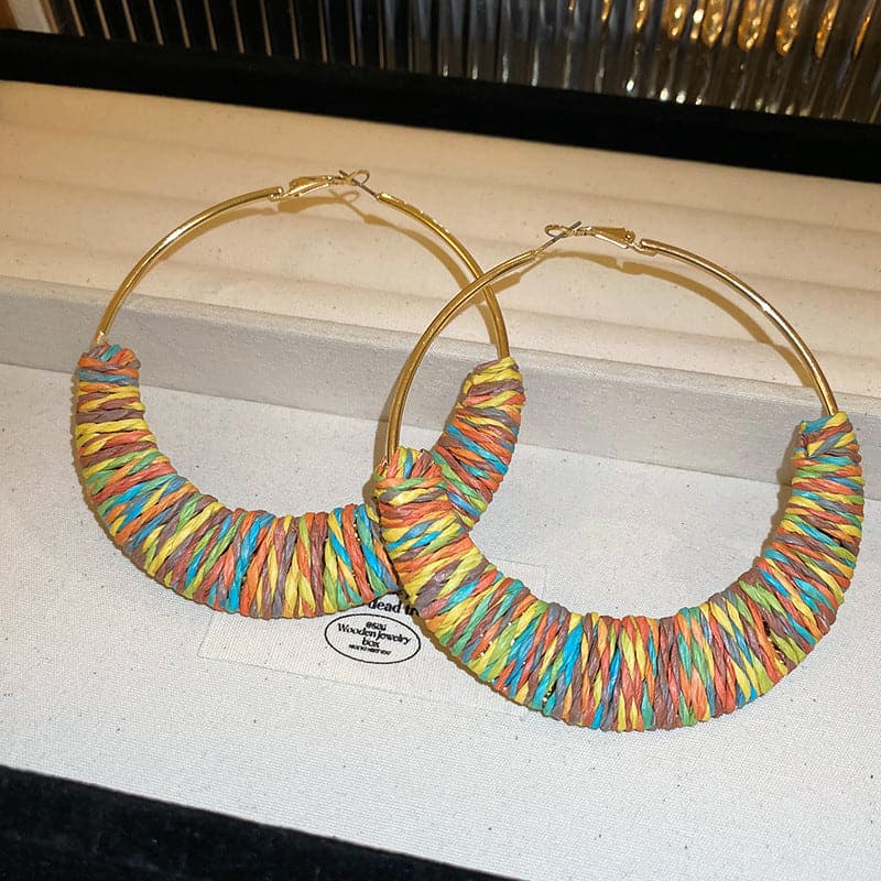 Alloy Grass Vine Hoop Earrings.