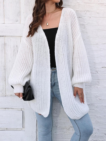 Open Front Dropped Shoulder Longline Cardigan.