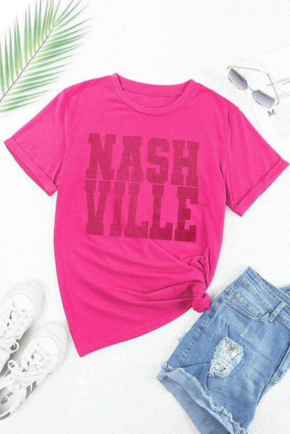 NASHVILLE Round Neck Short Sleeve T-Shirt.