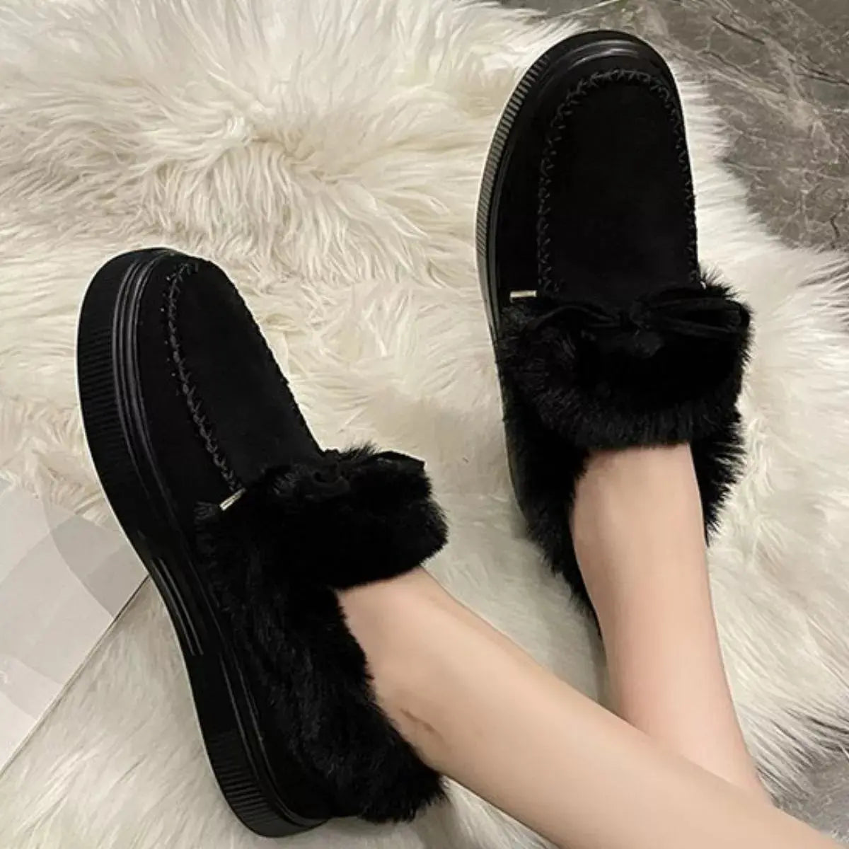 Fuzzy Round Toe Slip-Ons Simply Love