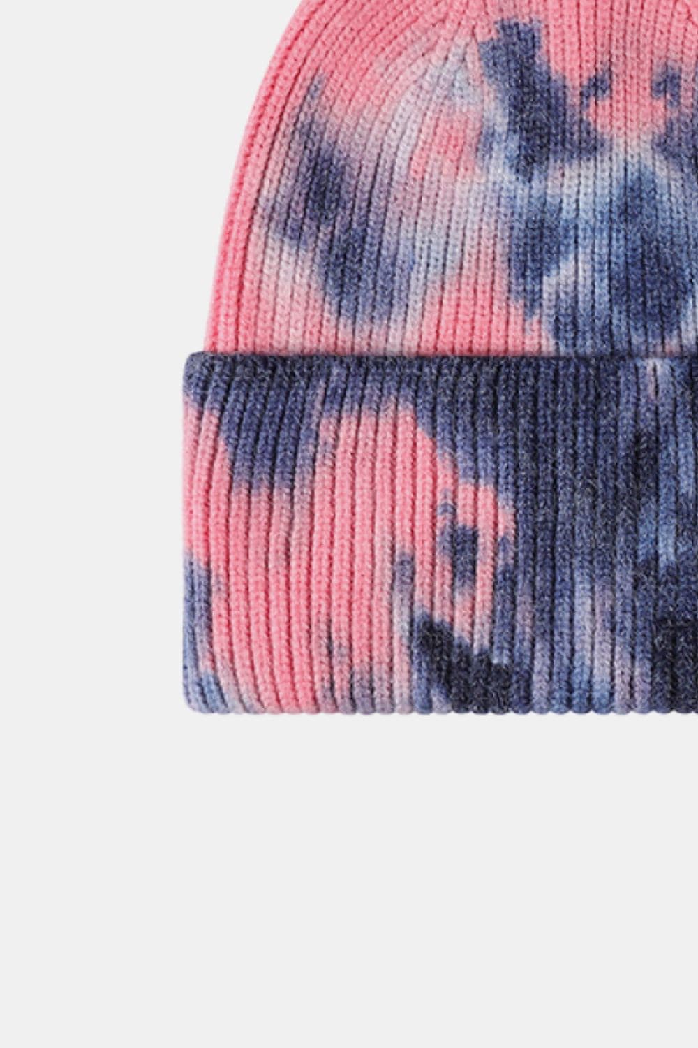 Tie-Dye Cuffed Rib-Knit Beanie Hat.