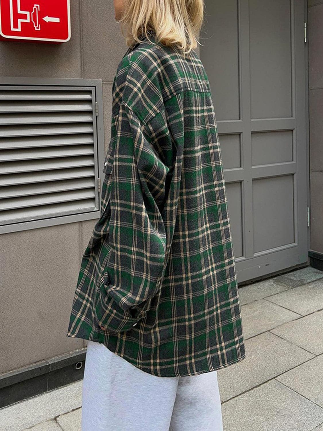 Pocketed Plaid Button Up Shacket.