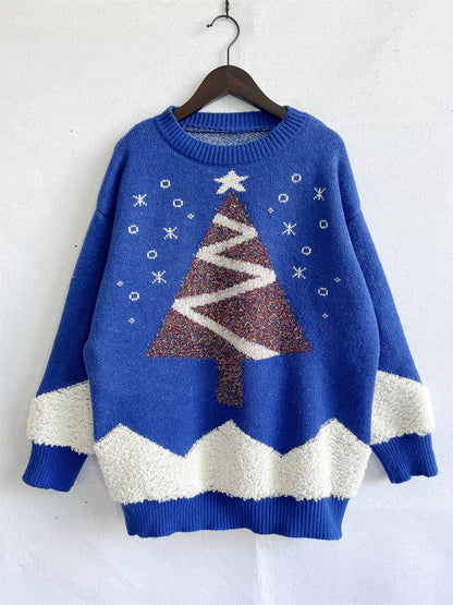 Christmas Tree Graphic Dropped Shoulder Sweater.