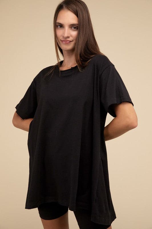 Cotton Drop Shoulder Oversized Top.