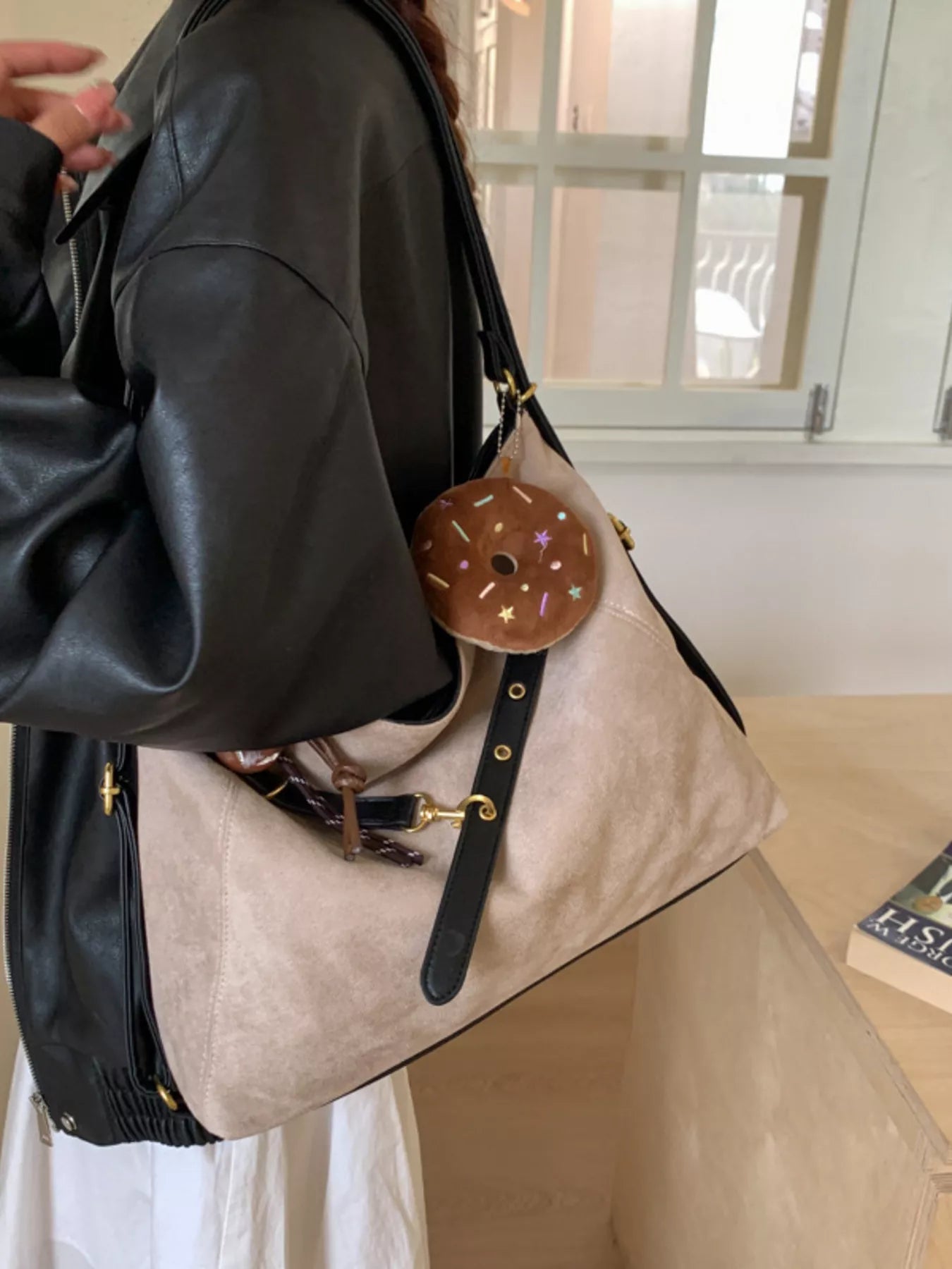 Adjustable Strap Handbag with Charm Simply Love