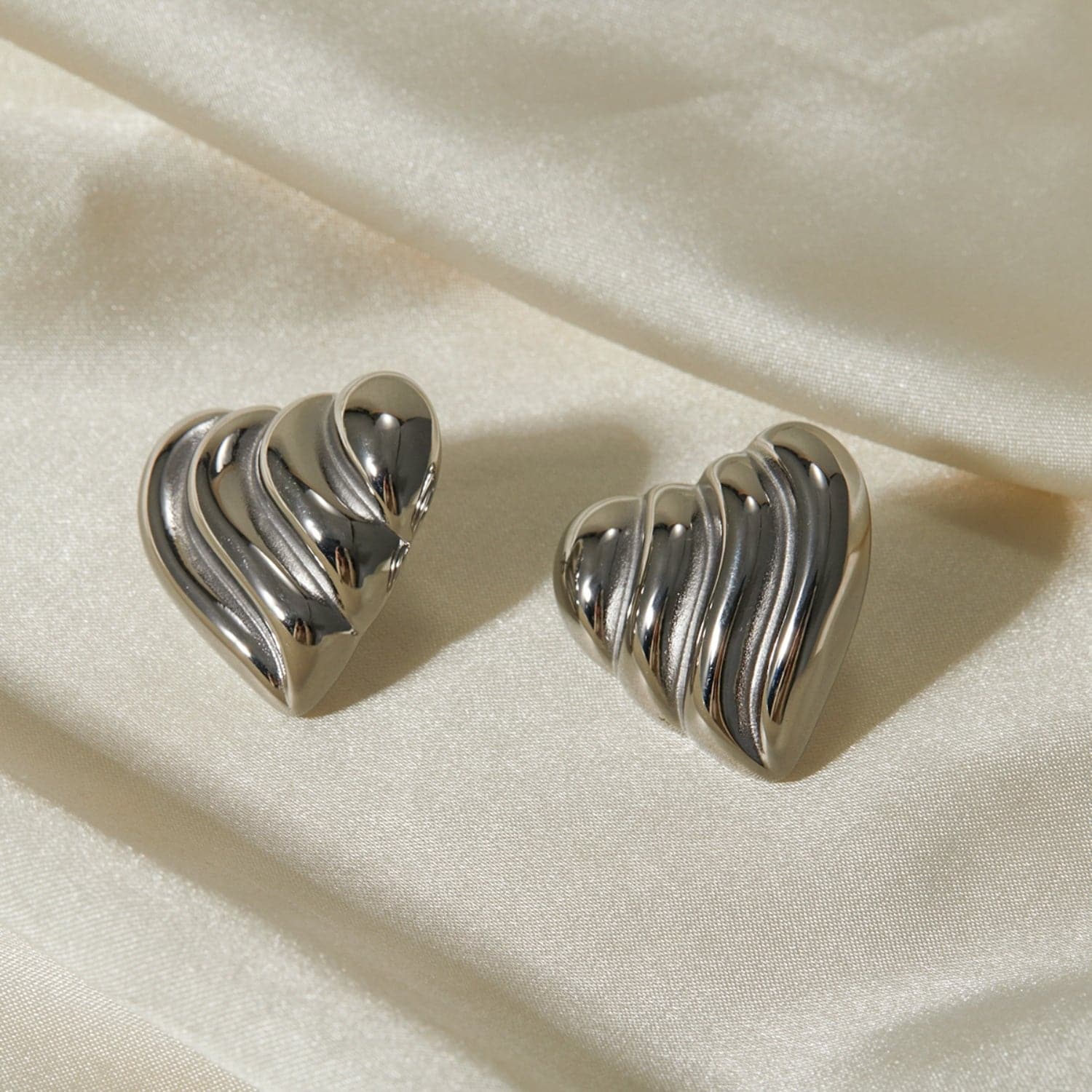 Stainless Steel Heart Shape Stud Earrings.