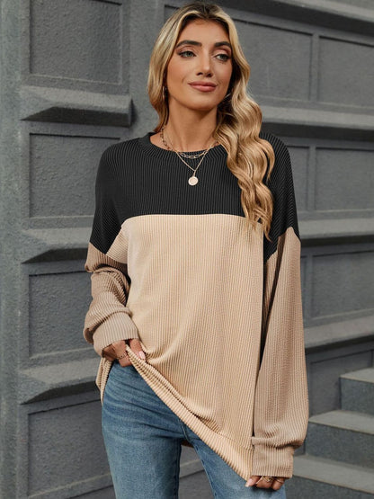 Chic long sleeve contrast tee