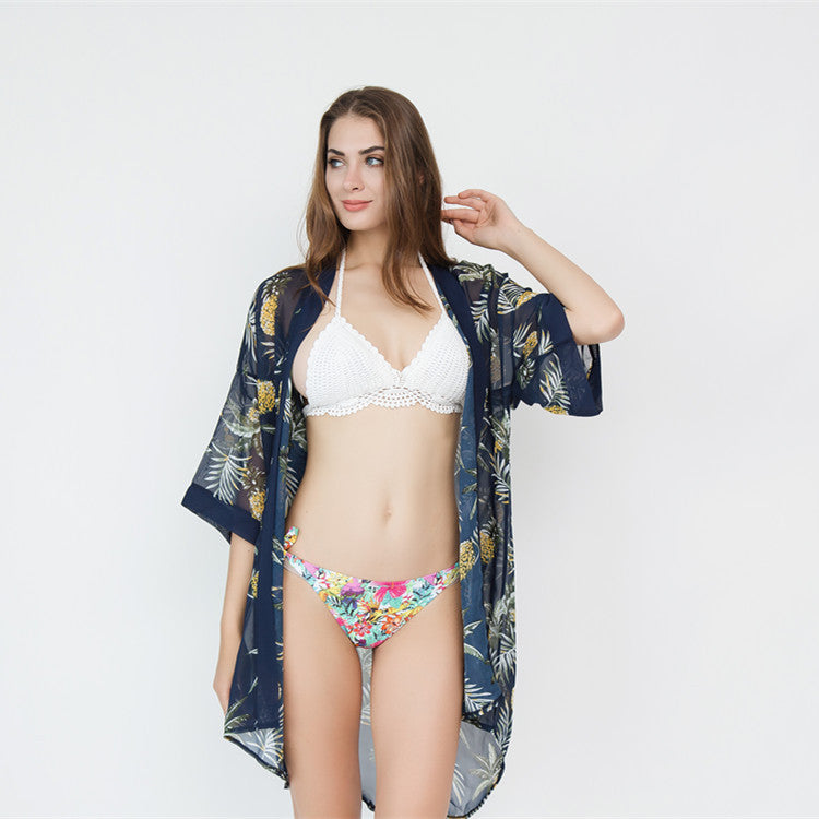 Pineapple Travel All Match Beach Sun Protection Cardigan Blouse Bella Mia