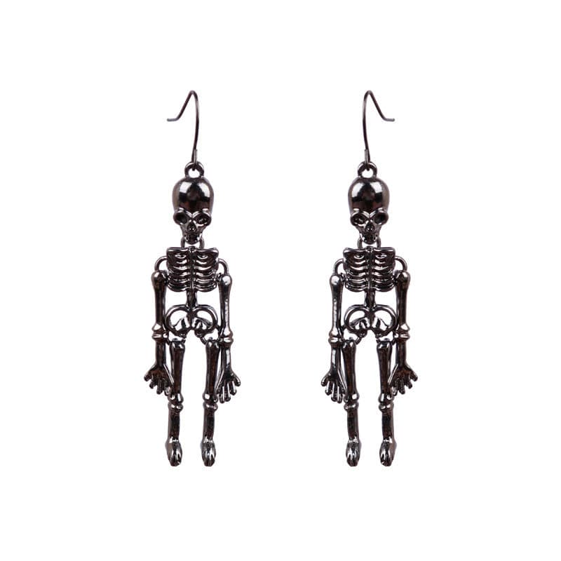 Skeleton Alloy Earrings - 2.8 in