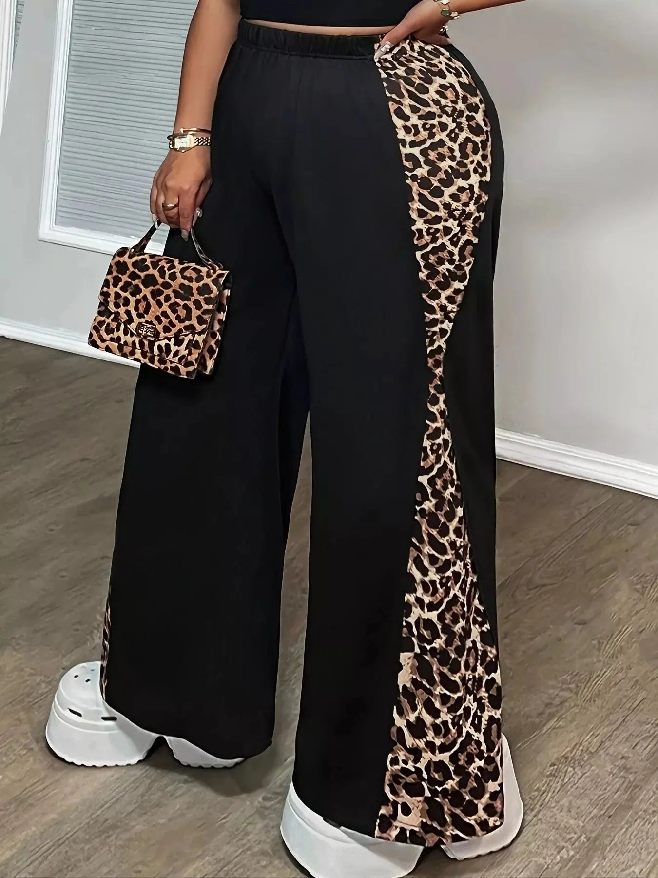 Plus Size Leopard Print Wide Leg Pants Simply Love