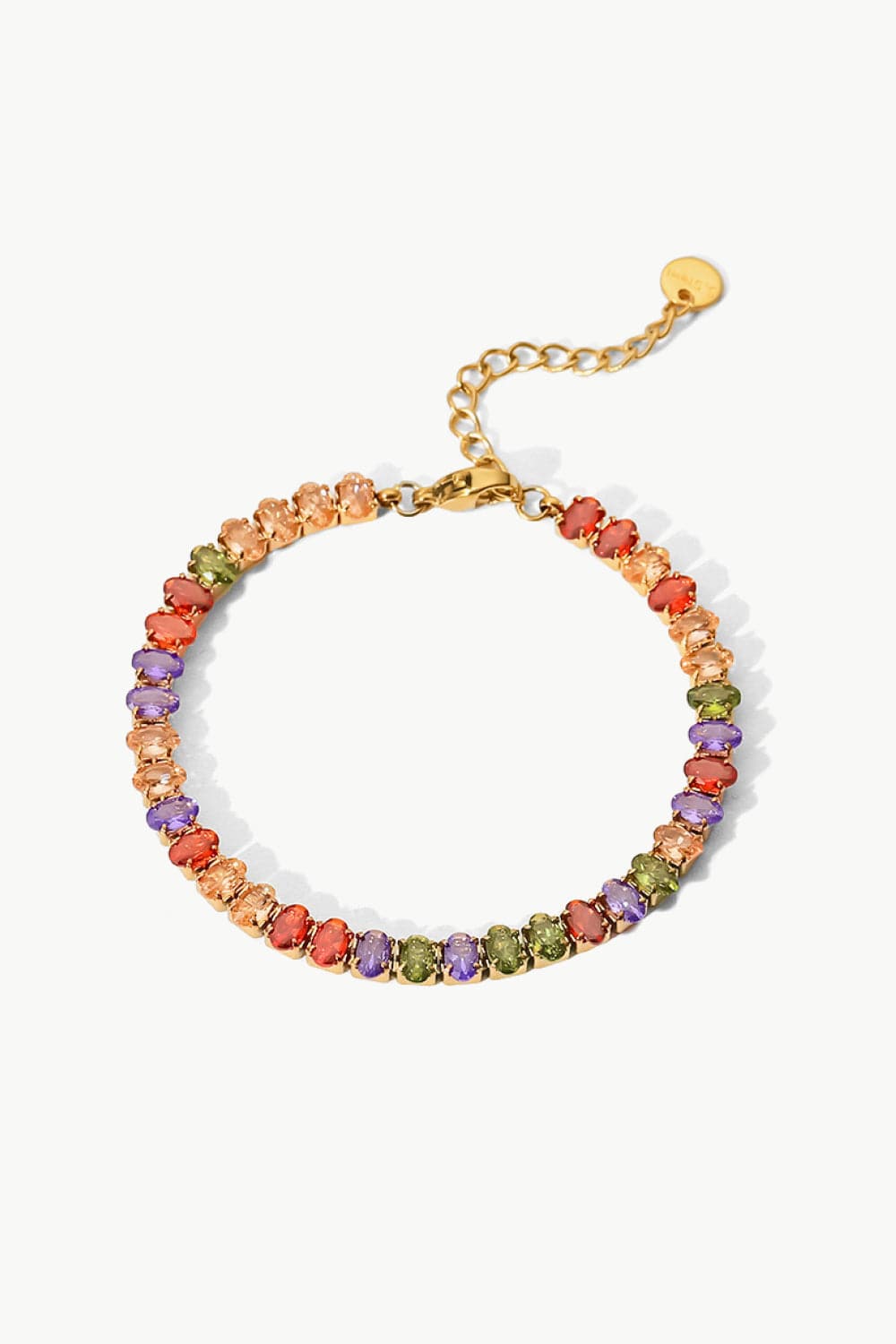 18K Gold Plated Multicolored Zircon Bracelet.