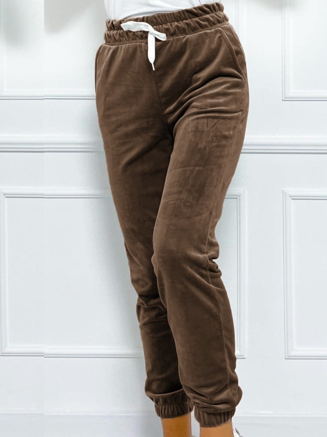 Wide Waistband Drawstring Cropped Joggers.