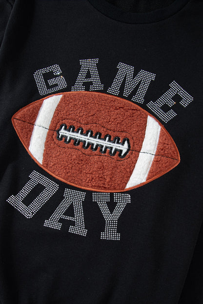 Casual black rugby graphic pullover and shorts set for game day