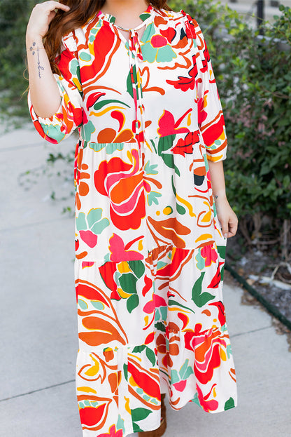 Plus size orange floral dress